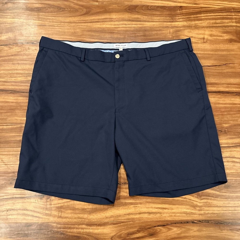 Peter Millar Shorts Mens 42 Navy Performance Golf Chino 10 Inseam Casual